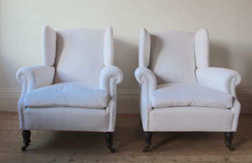 pair of 19th century wing chairs - CATEGORY: ANTIQUE CHAIRS - DATED 19TH CENTURY