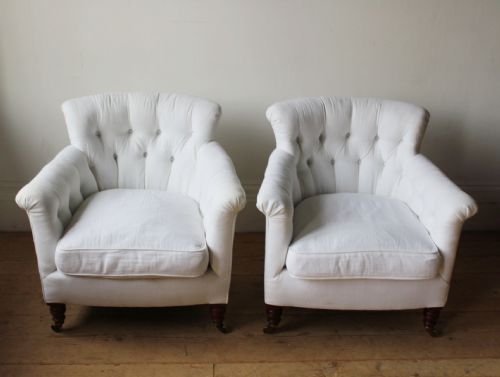 pair of howard and son woodstock armchairs - CATEGORY: ANTIQUE CHAIRS - DATED 19TH CENTURY