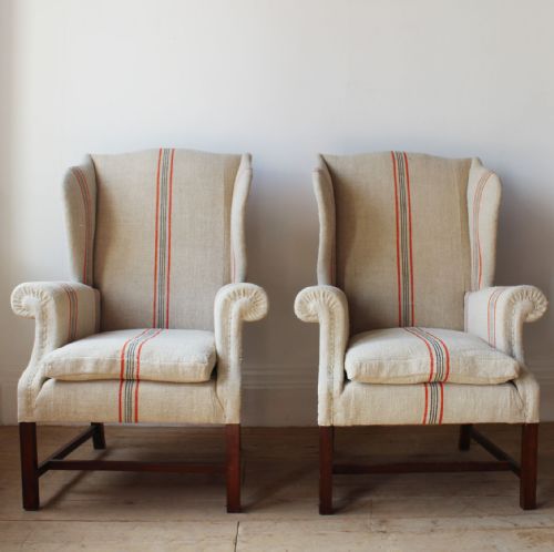 pair of 20th century wing chairs - CATEGORY: ANTIQUE CHAIRS - DATED 1920