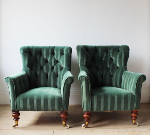 pair of barrel back armchairs - CATEGORY: ANTIQUE CHAIRS - DATED 19TH CENTURY