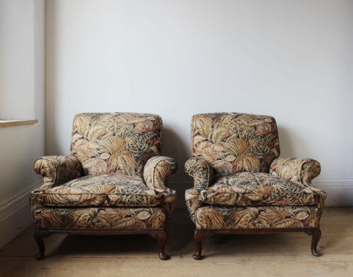 large pair of howard style armchairs - CATEGORY: ANTIQUE CHAIRS - DATED 19TH CENTURY
