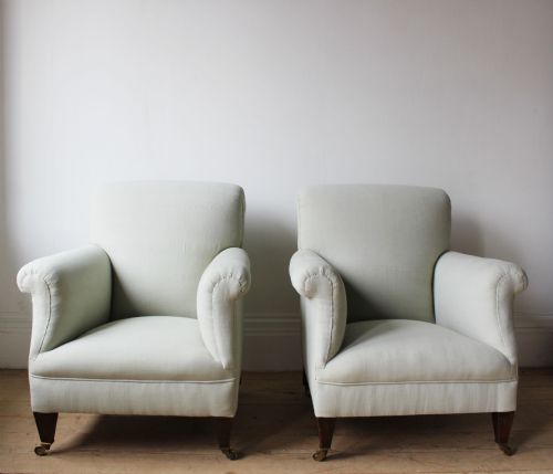 pair of 20th century howard style chairs - CATEGORY: ANTIQUE CHAIRS - DATED 19TH CENTURY