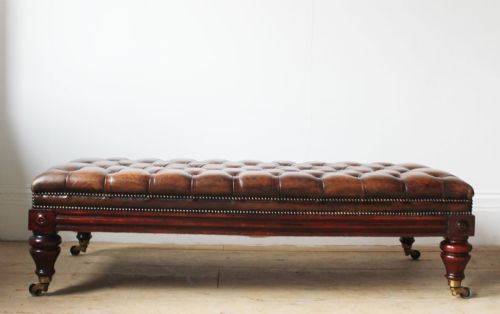 19TH CENTURY LEATHER OTTOMAN - ADDITIONAL PHOTO 1