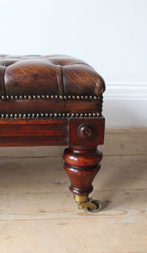 19TH CENTURY LEATHER OTTOMAN - ADDITIONAL PHOTO 2