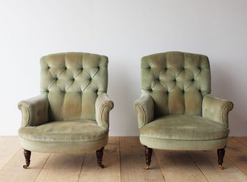 pair of 19th century button back armchairs - CATEGORY: ANTIQUE CHAIRS - DATED 19TH CENTURY