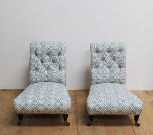MATCHED PAIR OF HOWARD AND SONS SLIPPER CHAIRS - ADDITIONAL PHOTO 1