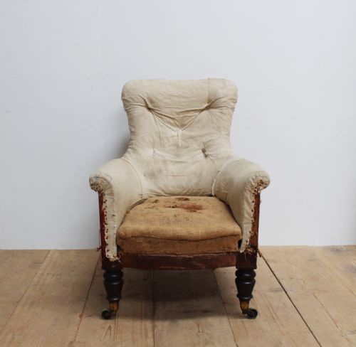 19th century library armchair - CATEGORY: ANTIQUE CHAIRS - DATED 19TH CENTURY
