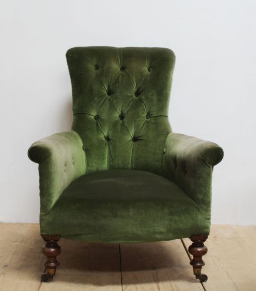 19TH CENTURY BUTTON BACK ARMCHAIR - ADDITIONAL PHOTO 2