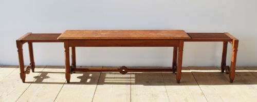 19th century bench with two luggage racks - CATEGORY: ANTIQUE MISCELLANEOUS - DATED 19TH CENTURY