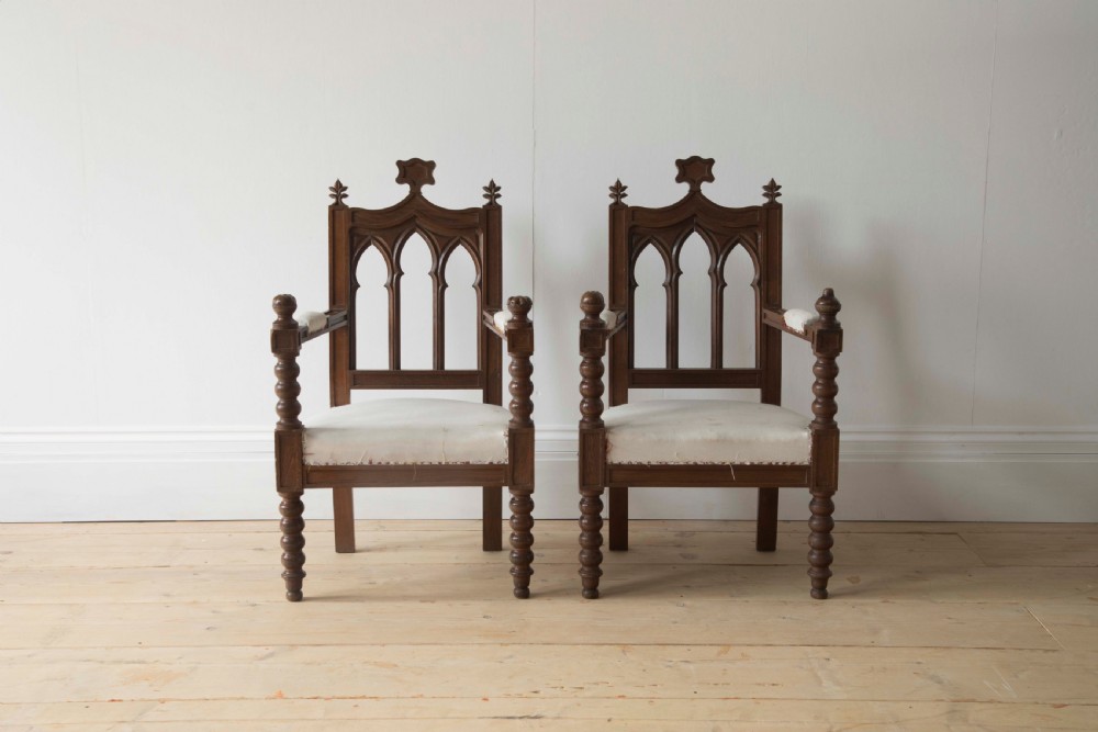 Pair of Gothic Style Armchairs