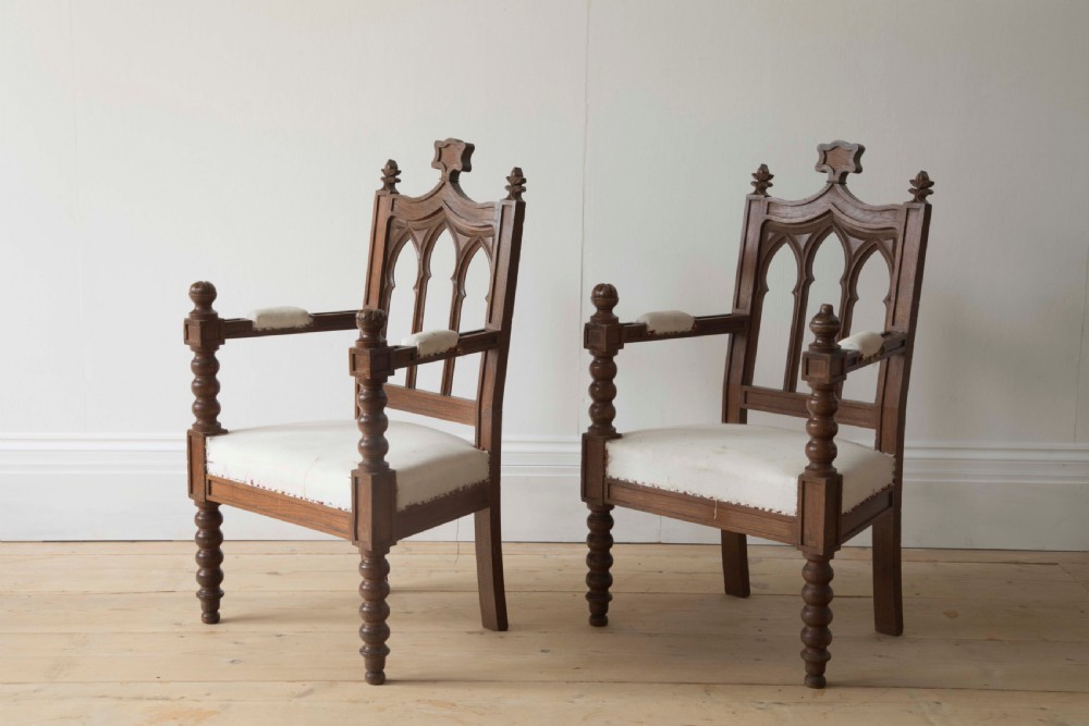 Pair of Gothic Style Armchairs View II