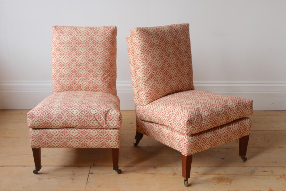 Pair of Howard and Sons Slipper Chairs