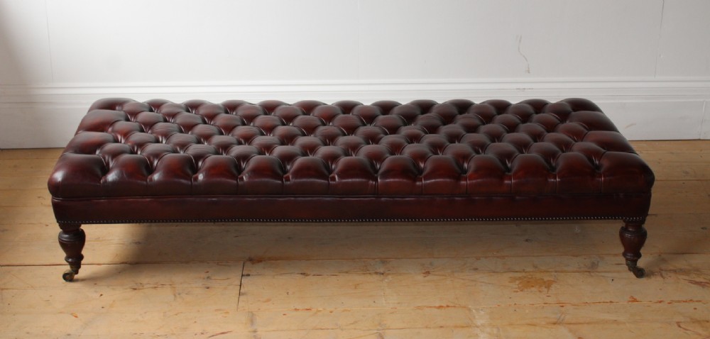 19th Century Leather Ottoman View II