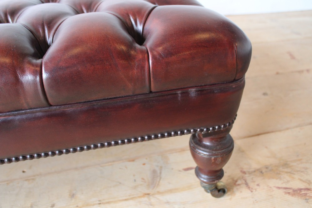 19th Century Leather Ottoman View IV