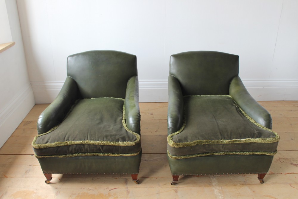 Pair of Howard Style Leather Armchairs View II