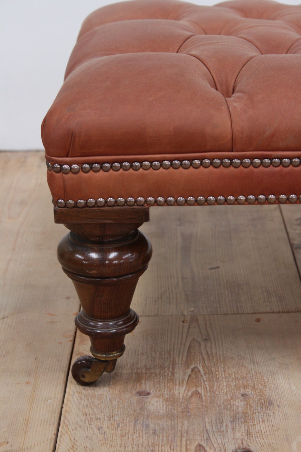 19th Century Leather Ottoman View III