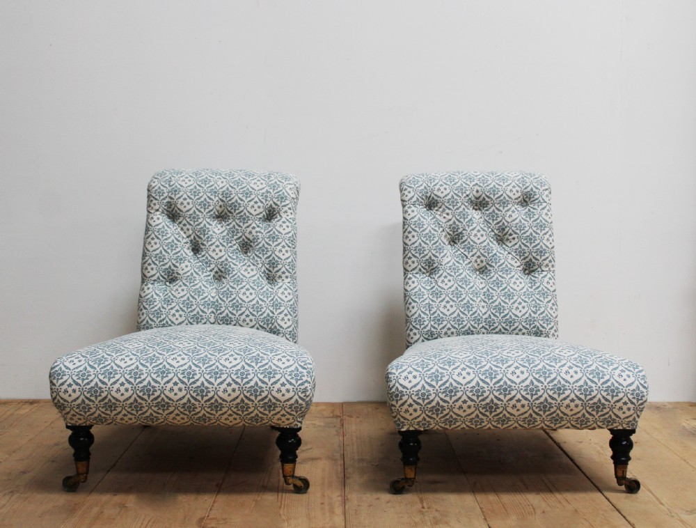 Matched Pair of Howard and Sons Slipper Chairs