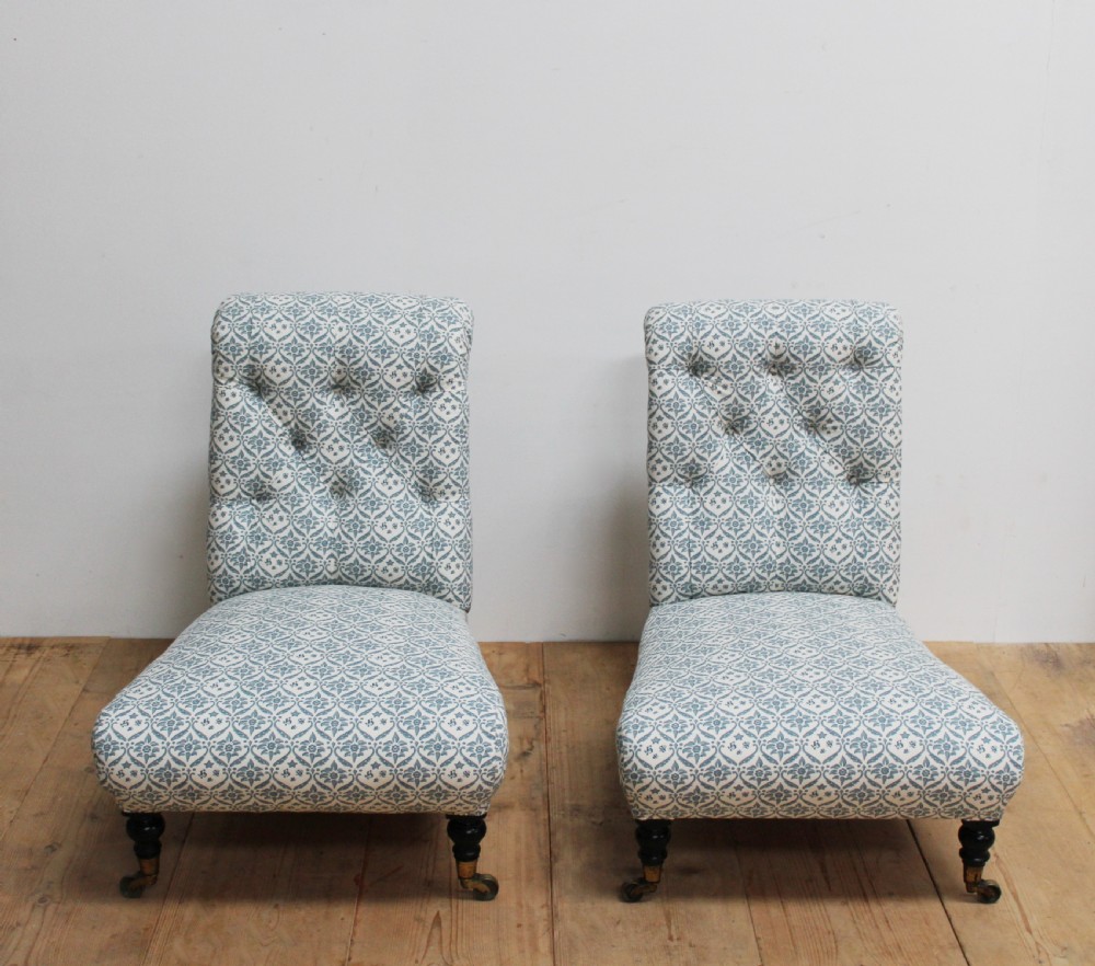 Matched Pair of Howard and Sons Slipper Chairs View II