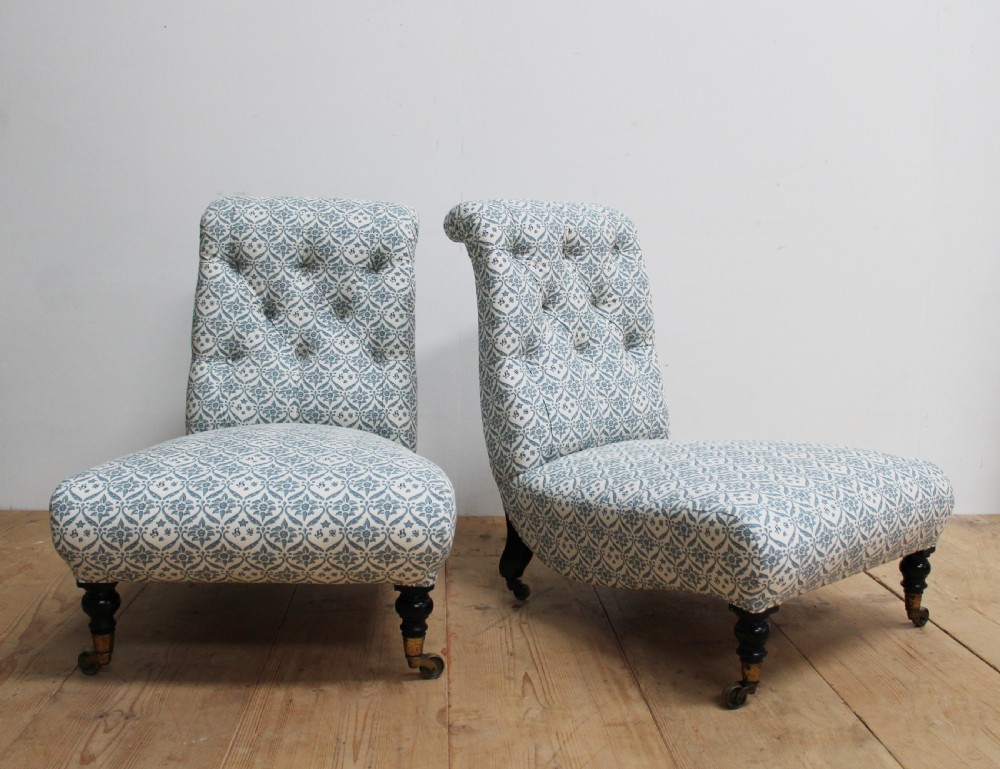 Matched Pair of Howard and Sons Slipper Chairs View III