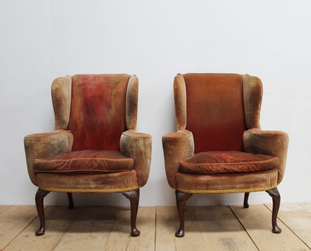 Pair of 19th Century Wing Chairs