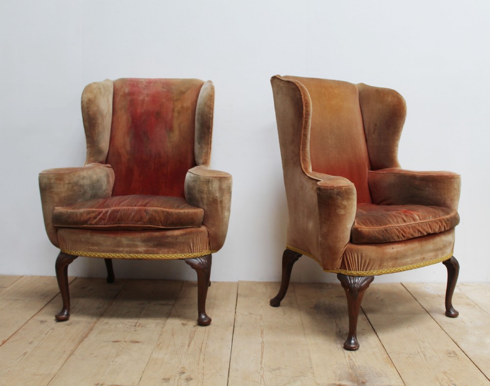 Pair of 19th Century Wing Chairs View V