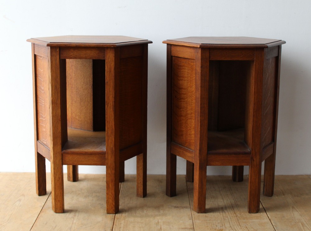 Pair of Quarter Sawn Lamp Tables