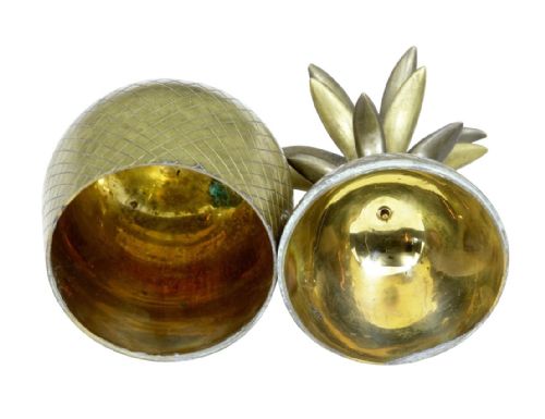 EARLY 20TH CENTURY CHISELLED BRASS AND GILT PINEAPPLE BOX CADDY - ADDITIONAL PHOTO 2