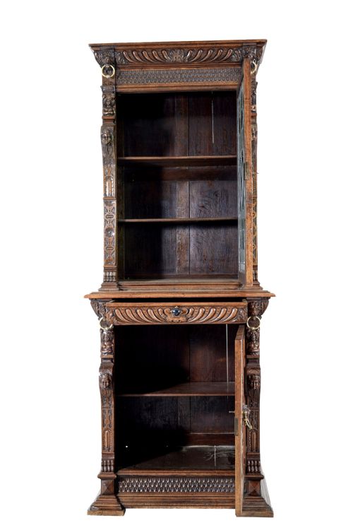 19TH CENTURY FLEMISH OAK AND STAIN GLASS CABINET - ADDITIONAL PHOTO 2