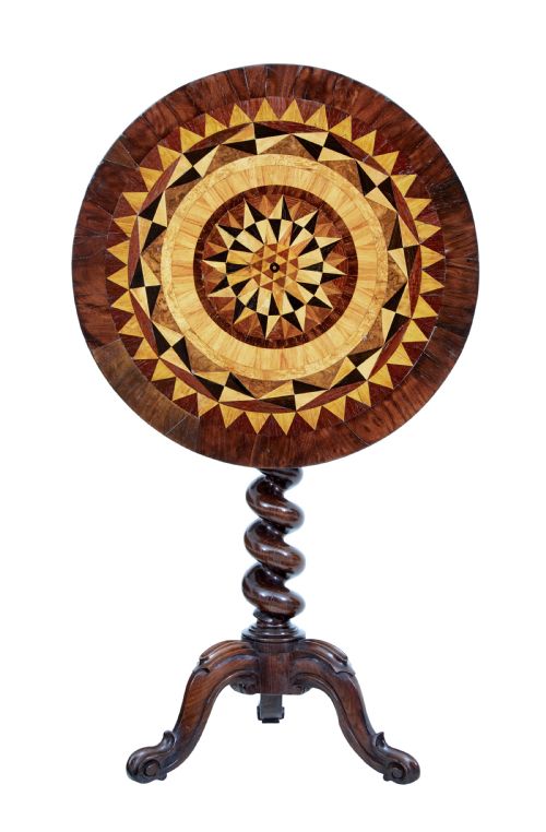 EARLY VICTORIAN 19TH CENTURY WALNUT INLAID TILT TOP OCCASIONAL TABLE - ADDITIONAL PHOTO 1