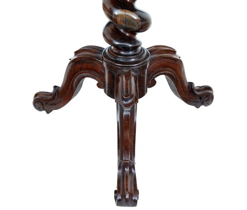 EARLY VICTORIAN 19TH CENTURY WALNUT INLAID TILT TOP OCCASIONAL TABLE - ADDITIONAL PHOTO 6
