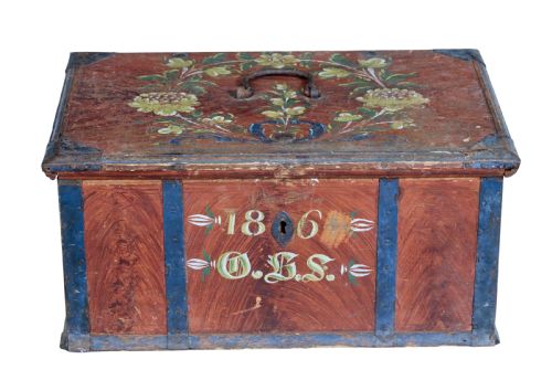 MID 19TH CENTURY SWEDISH FOLK ART PAINTED BOX - ADDITIONAL PHOTO 1