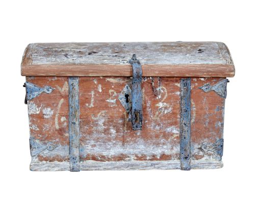 SMALL MID 19TH CENTURY SWEDISH PAINTED PINE STRONG BOX - ADDITIONAL PHOTO 1