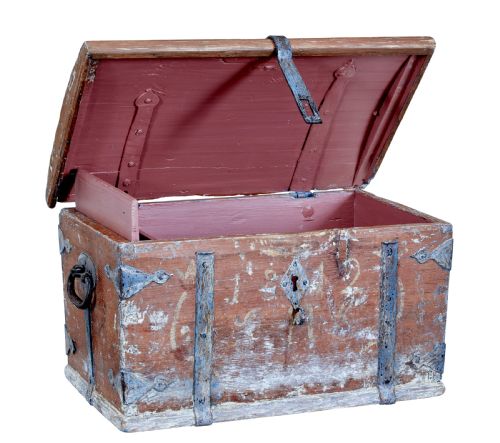 SMALL MID 19TH CENTURY SWEDISH PAINTED PINE STRONG BOX - ADDITIONAL PHOTO 2