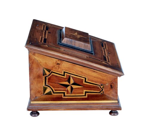 19TH CENTURY MARQUETRY FRUITWOOD DESKTOP BOX - ADDITIONAL PHOTO 3