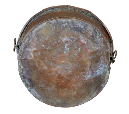 19TH CENTURY EMBOSSED BRASS COPPER COOKING POT - ADDITIONAL PHOTO 4