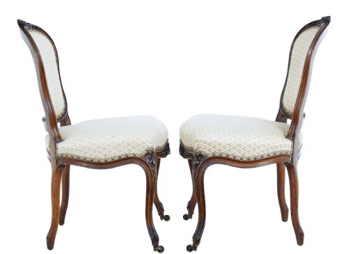 PAIR OF 19TH CENTURY CARVED WALNUT SIDE CHAIRS - ADDITIONAL PHOTO 3