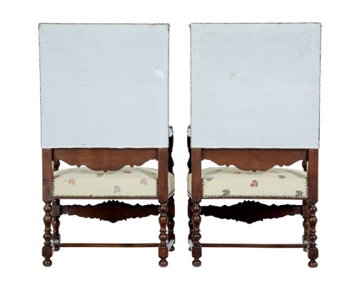 LARGE 19TH CENTURY FRENCH CARVED WALNUT ARMCHAIRS - ADDITIONAL PHOTO 7