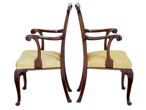 PAIR OF 19TH CENTURY CHIPPENDALE DESIGN MAHOGANY ARMCHAIRS - ADDITIONAL PHOTO 6