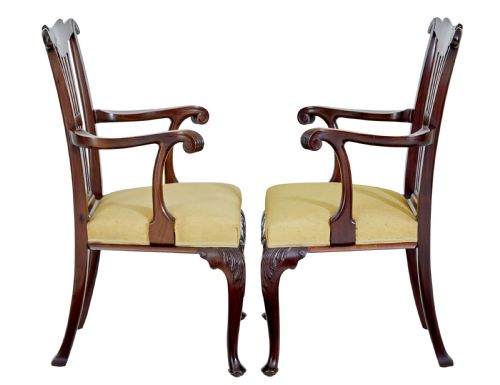 PAIR OF 19TH CENTURY CHIPPENDALE DESIGN MAHOGANY ARMCHAIRS - ADDITIONAL PHOTO 7