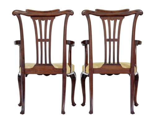 PAIR OF 19TH CENTURY CHIPPENDALE DESIGN MAHOGANY ARMCHAIRS - ADDITIONAL PHOTO 8
