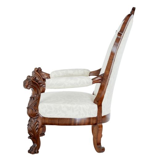 MID 19TH CENTURY CARVED WALNUT ARMCHAIR - ADDITIONAL PHOTO 2