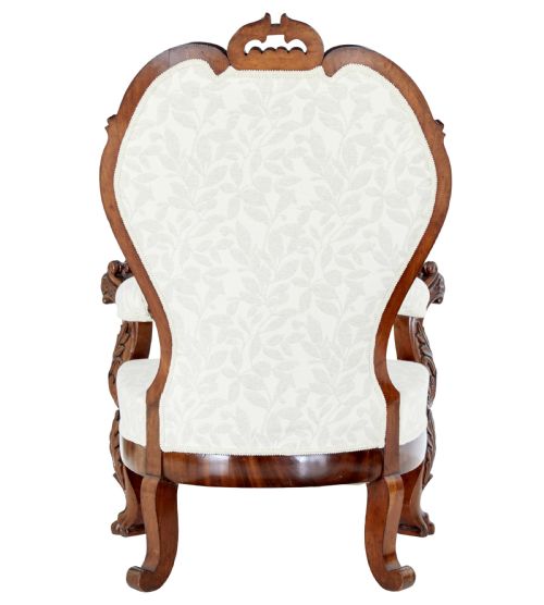 MID 19TH CENTURY CARVED WALNUT ARMCHAIR - ADDITIONAL PHOTO 4