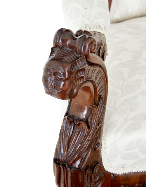 MID 19TH CENTURY CARVED WALNUT ARMCHAIR - ADDITIONAL PHOTO 7