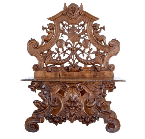19TH CENTURY HEAVILY CARVED FLEMISH WALNUT DECORATIVE CHAIR - ADDITIONAL PHOTO 1