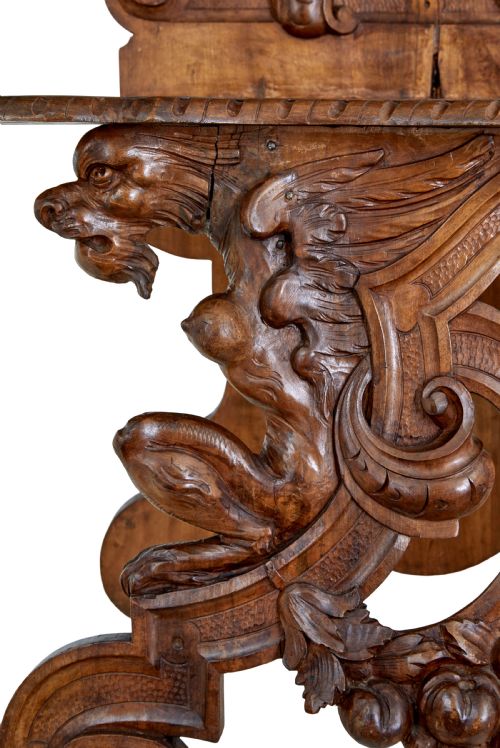 19TH CENTURY HEAVILY CARVED FLEMISH WALNUT DECORATIVE CHAIR - ADDITIONAL PHOTO 10