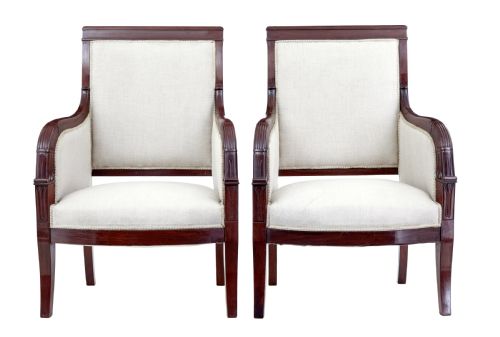 7 PIECE 19TH CENTURY FRENCH EMPIRE MAHOGANY SALON SUITE - ADDITIONAL PHOTO 4