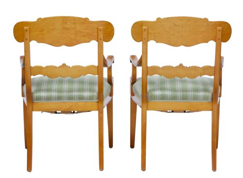 PAIR OF EARLY 20TH SWEDISH CARVED BIRCH ARMCHAIRS - ADDITIONAL PHOTO 2