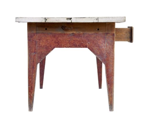 MID 19TH CENTURY RUSTIC PAINTED PINE KITCHEN TABLE - ADDITIONAL PHOTO 1