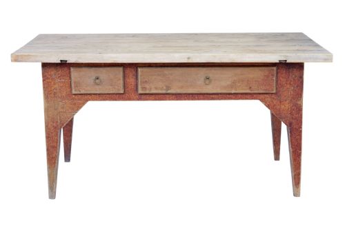 MID 19TH CENTURY RUSTIC PAINTED PINE KITCHEN TABLE - ADDITIONAL PHOTO 5
