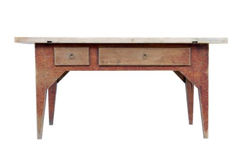 MID 19TH CENTURY RUSTIC PAINTED PINE KITCHEN TABLE - ADDITIONAL PHOTO 6